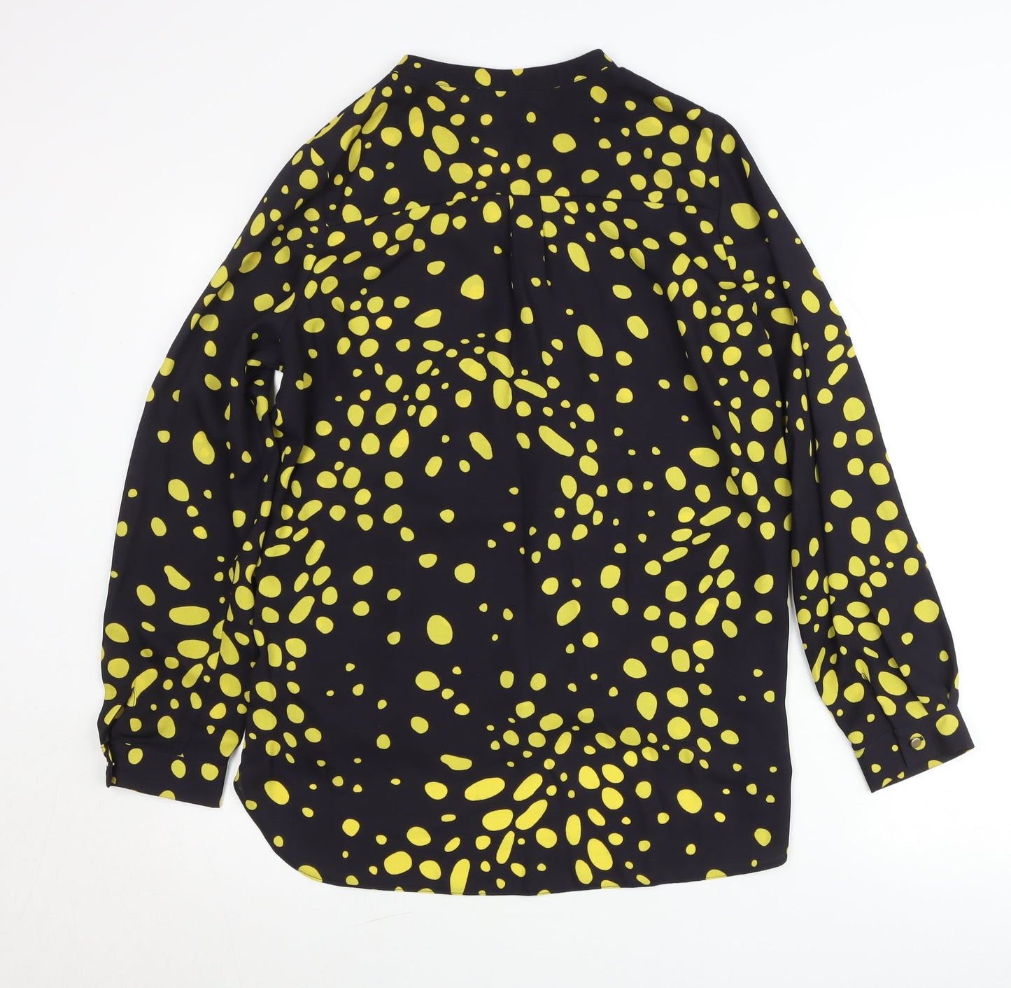 Paraphrase Women’s Black Yellow Polka Dot Blouse L 14 Tunic Long Sleeve