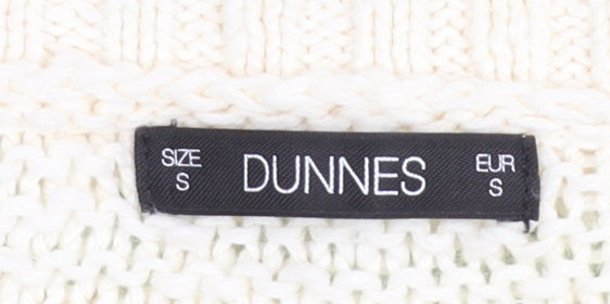 Dunnes Women’s Ivory Green Striped V-Neck Pullover Jumper Size S