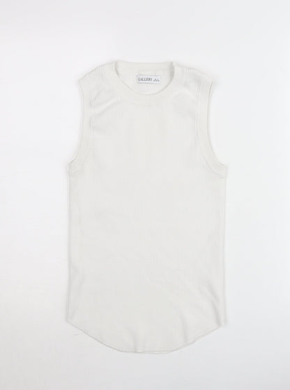 Gallery Women White Cotton Knit Tank Top Size S