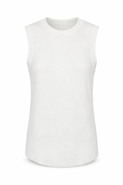 Gallery Women White Cotton Knit Tank Top Size S