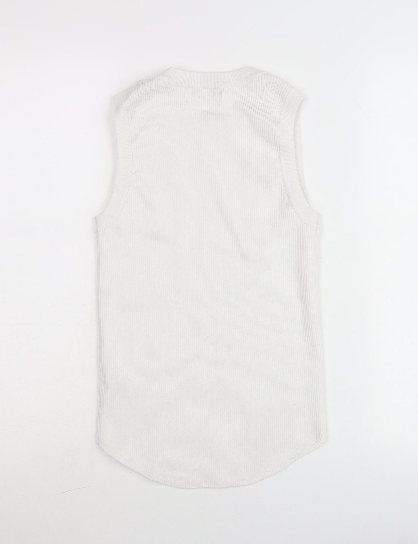 Gallery Women White Cotton Knit Tank Top Size S