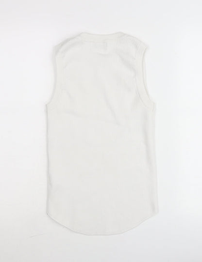 Gallery Women White Cotton Knit Tank Top Size S