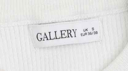 Gallery Women White Cotton Knit Tank Top Size S