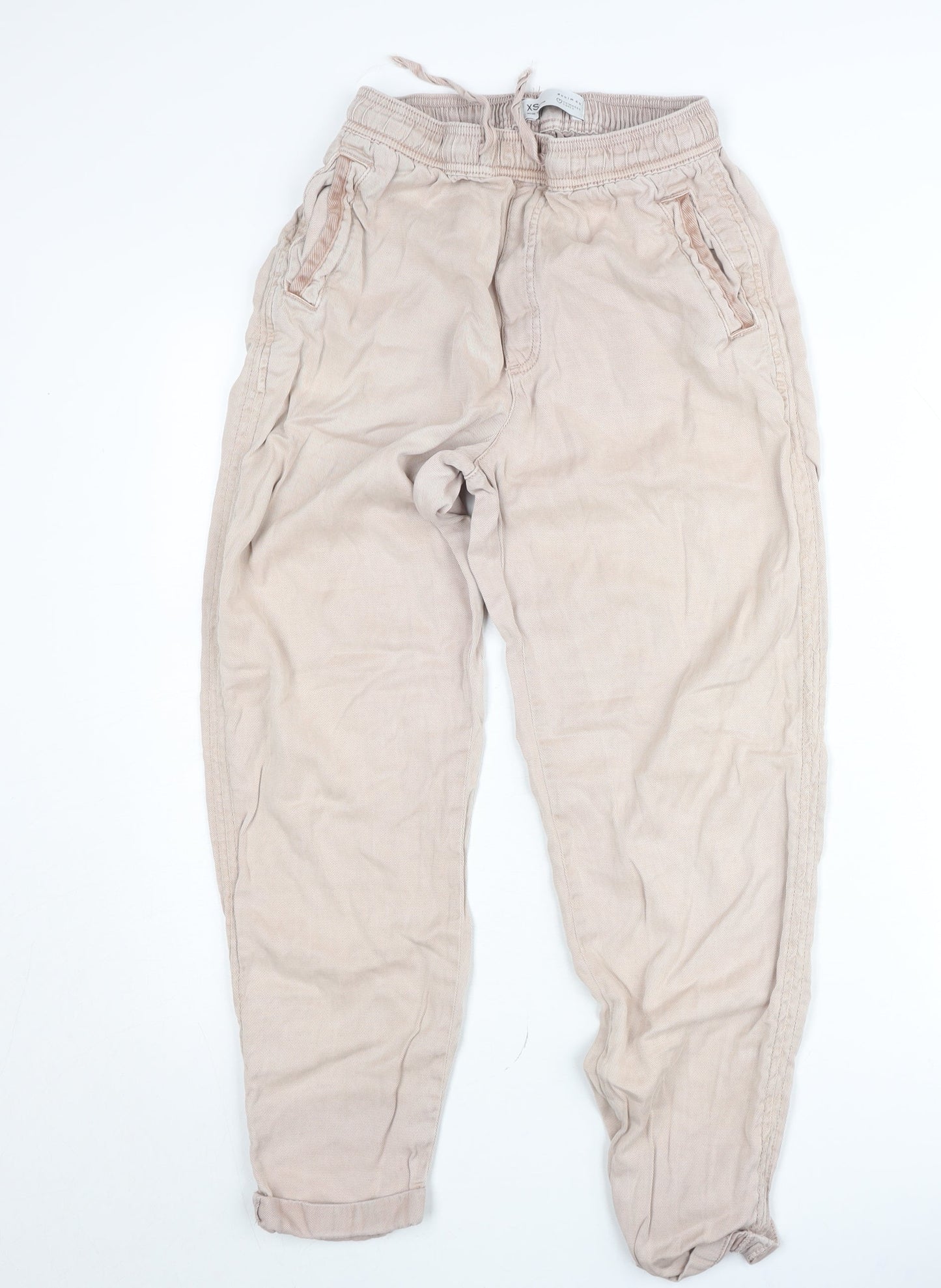 Primark Women’s Beige Tapered Jeans XS Relaxed Fit Elastic Waist