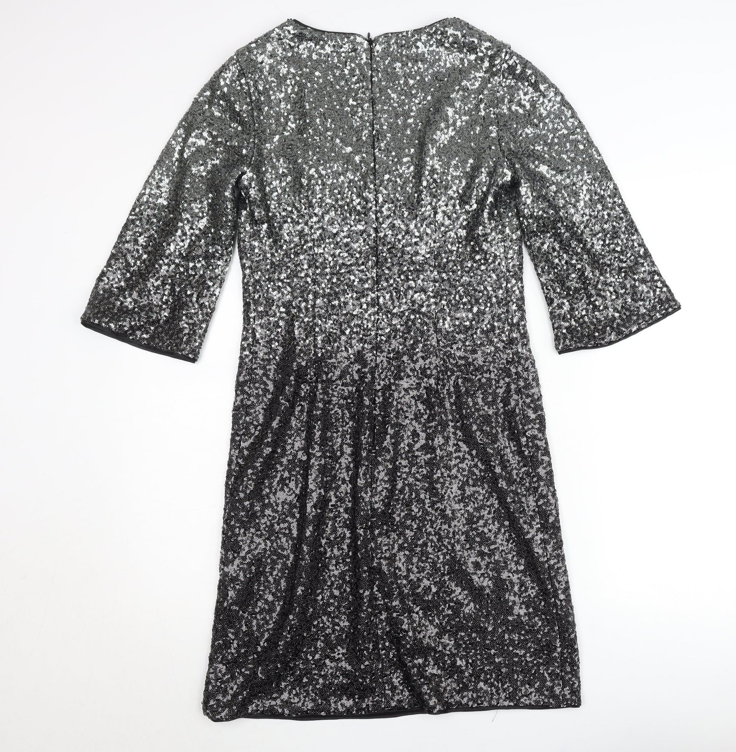 Monsoon Women’s Silver Sequin Sheath Party Dress UK 10 V-Neck