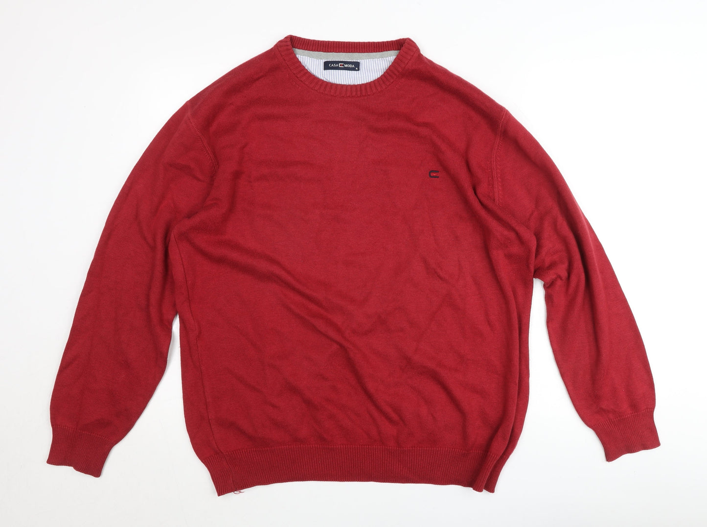Casa Moda Men's Red XL Pullover Jumper Knit Cotton Crew Neck