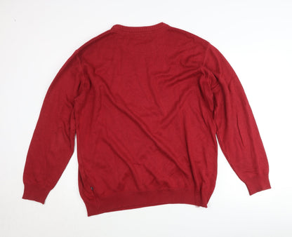 Casa Moda Men's Red XL Pullover Jumper Knit Cotton Crew Neck