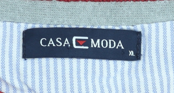 Casa Moda Men's Red XL Pullover Jumper Knit Cotton Crew Neck
