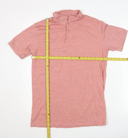 Dunnes Stores Men’s Pink Henley Short Sleeve T-Shirt Size L