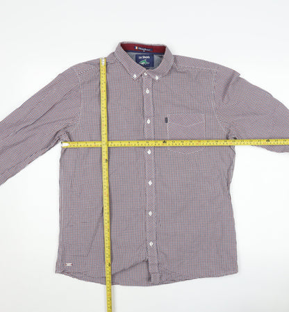 Le Shark Men's Multicoloured Checked Cotton Long Sleeve Dress Shirt L