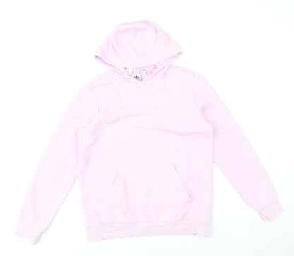 Adidas Girls Pink Hoodie 13-14 Years Pullover Fleece Cotton Blend