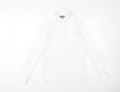 Zara Man Slim Fit White Cotton Button-Up Shirt Men S Long Sleeve