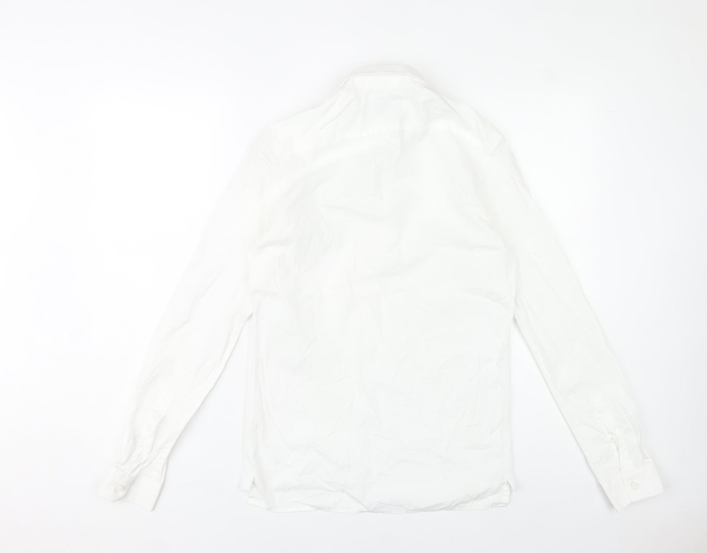 Zara Man Slim Fit White Cotton Button-Up Shirt Men S Long Sleeve