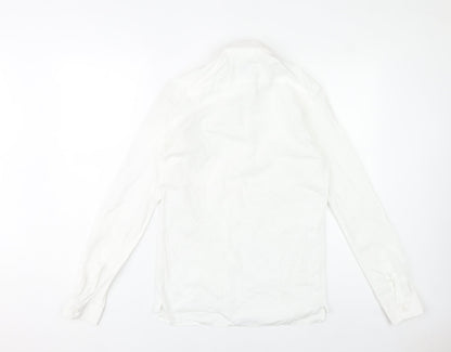 Zara Man Slim Fit White Cotton Button-Up Shirt Men S Long Sleeve
