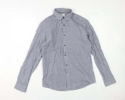 Selected Homme Men’s Blue Check Slim Fit Long Sleeve Cotton Shirt S