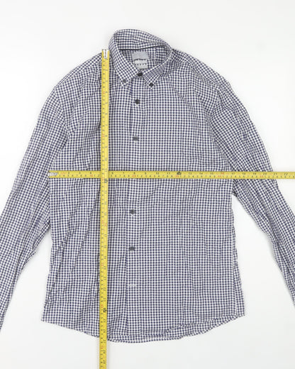 Selected Homme Men’s Blue Check Slim Fit Long Sleeve Cotton Shirt S