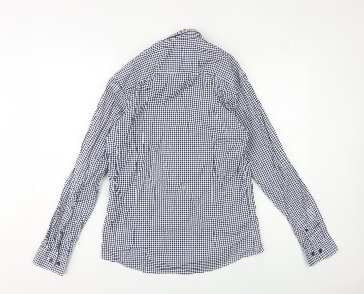 Selected Homme Men’s Blue Check Slim Fit Long Sleeve Cotton Shirt S