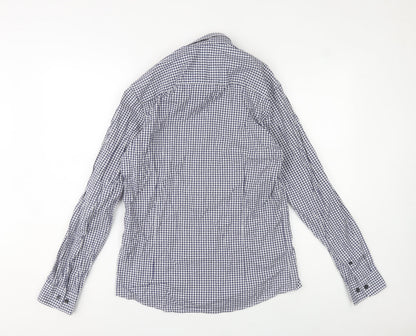 Selected Homme Men’s Blue Check Slim Fit Long Sleeve Cotton Shirt S