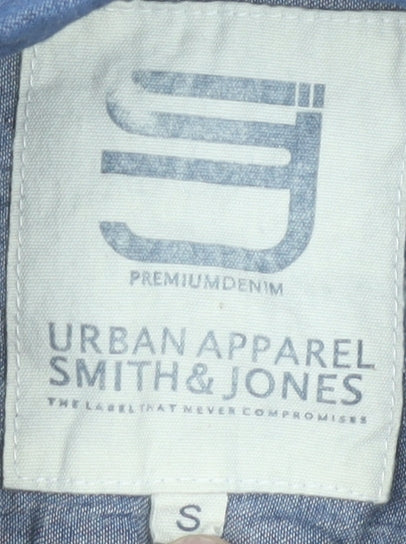 Smith & Jones Men’s Blue Short Sleeve Denim Cotton Button-Up Shirt Size S