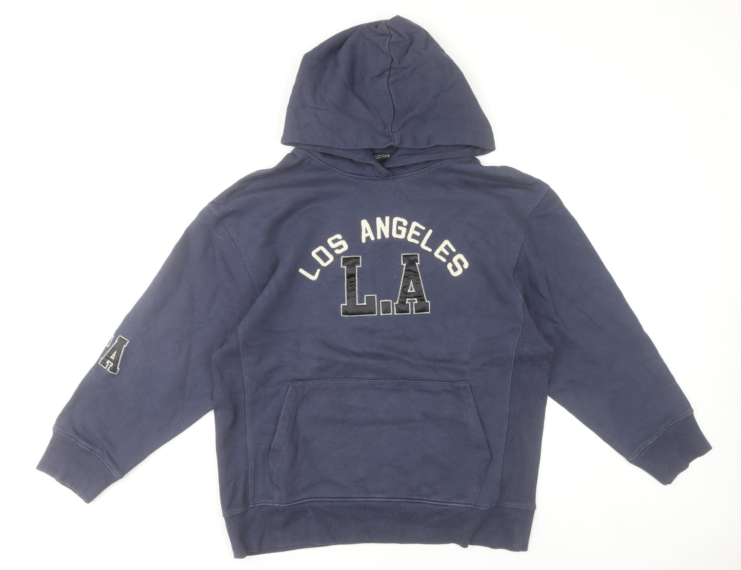 Zara Women Blue Pullover Hoodie S Los Angeles LA Logo Fleece