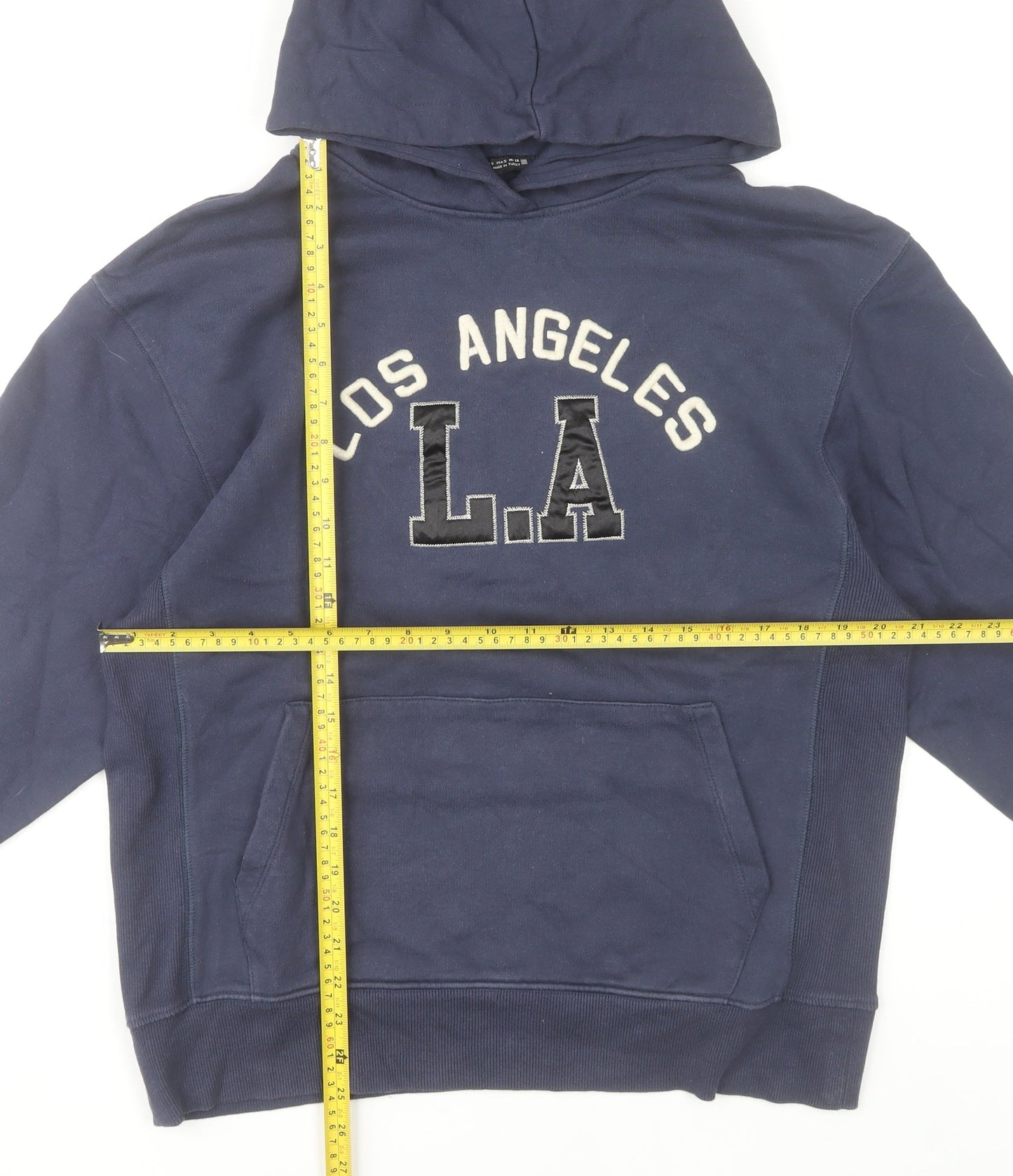 Zara Women Blue Pullover Hoodie S Los Angeles LA Logo Fleece