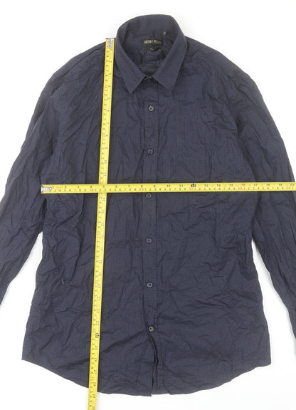 Antony Morato Men’s Blue Slim Fit Long Sleeve Cotton Dress Shirt M