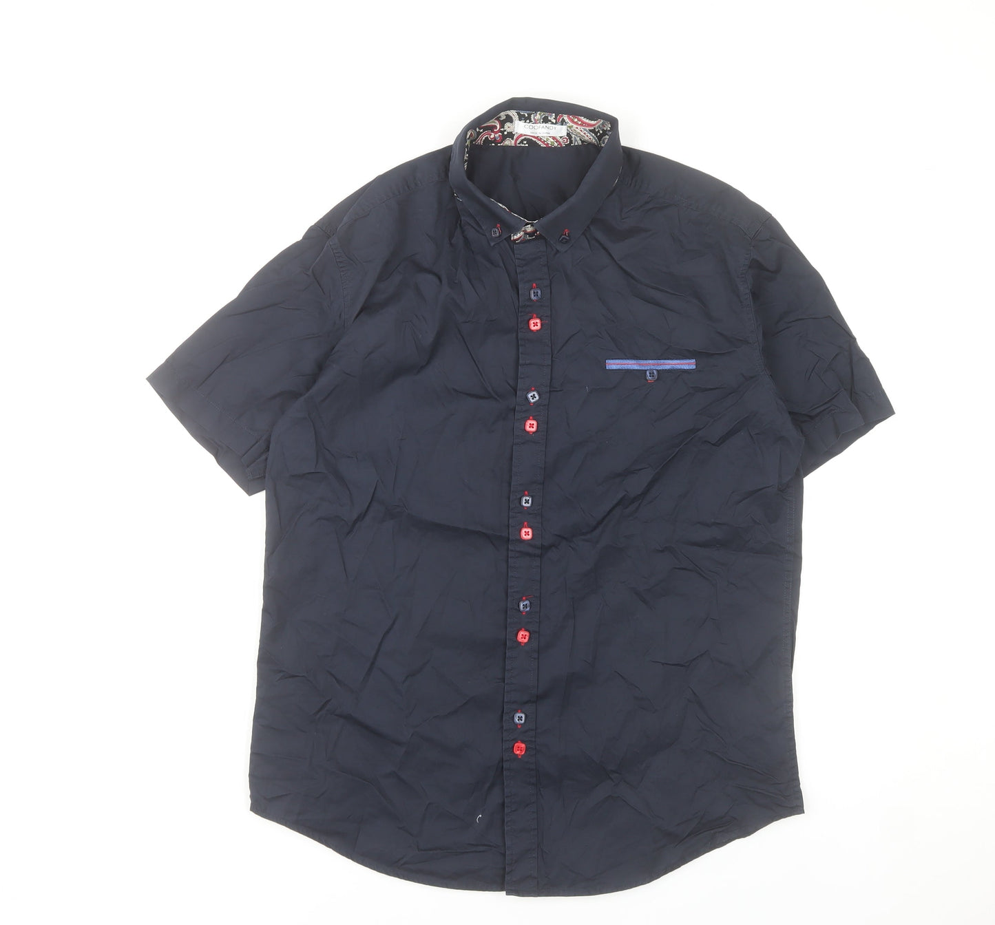 Coofandy Men's Blue Short Sleeve Button-Up Casual Shirt S