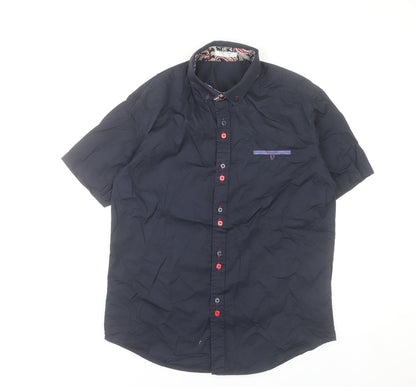 Coofandy Men's Blue Short Sleeve Button-Up Casual Shirt S