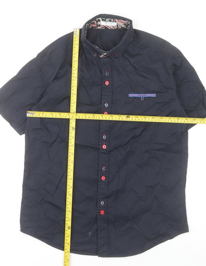 Coofandy Men's Blue Short Sleeve Button-Up Casual Shirt S
