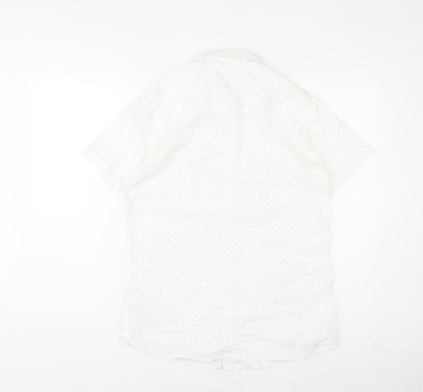 Mana Men’s White Polka Dot Cotton Short Sleeve Button-Up Shirt M