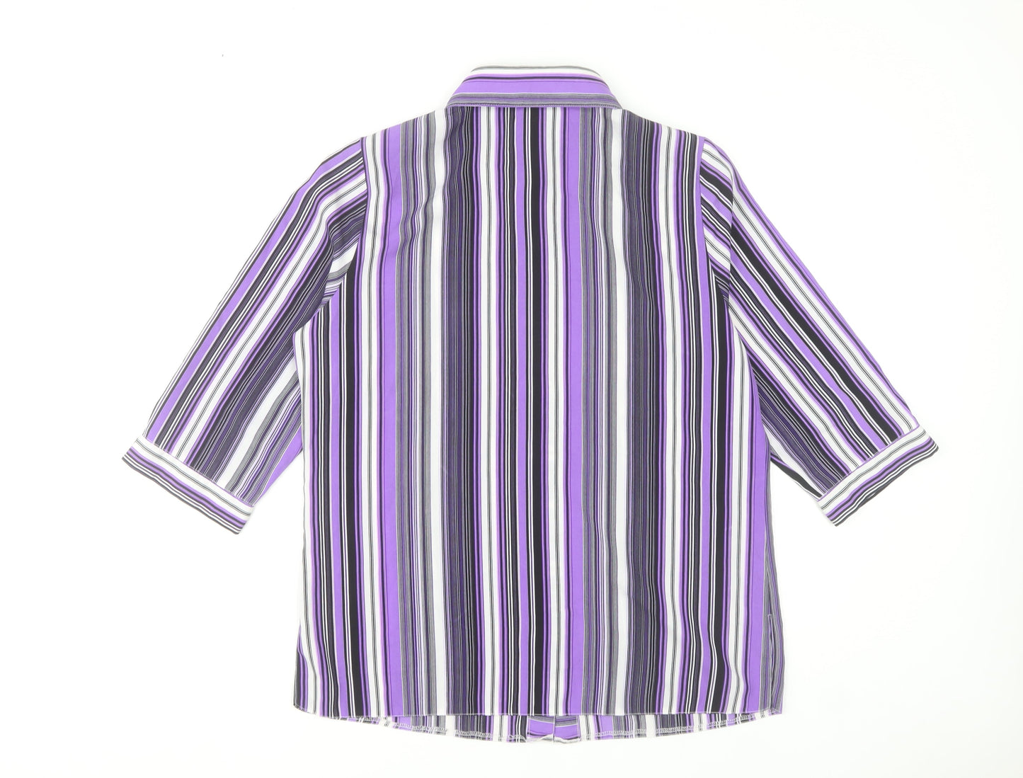 Domitex Women’s Purple Striped Button-Up Shirt Size 12 3/4 Sleeve
