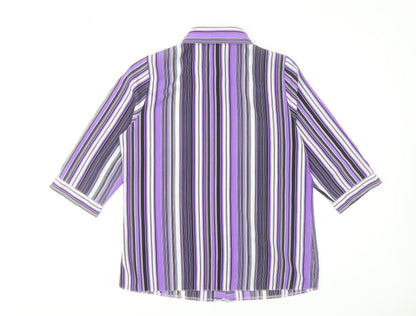 Domitex Women’s Purple Striped Button-Up Shirt Size 12 3/4 Sleeve