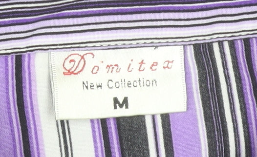 Domitex Women’s Purple Striped Button-Up Shirt Size 12 3/4 Sleeve