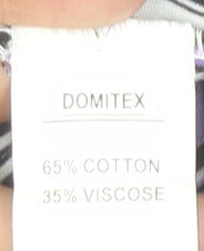 Domitex Women’s Purple Striped Button-Up Shirt Size 12 3/4 Sleeve