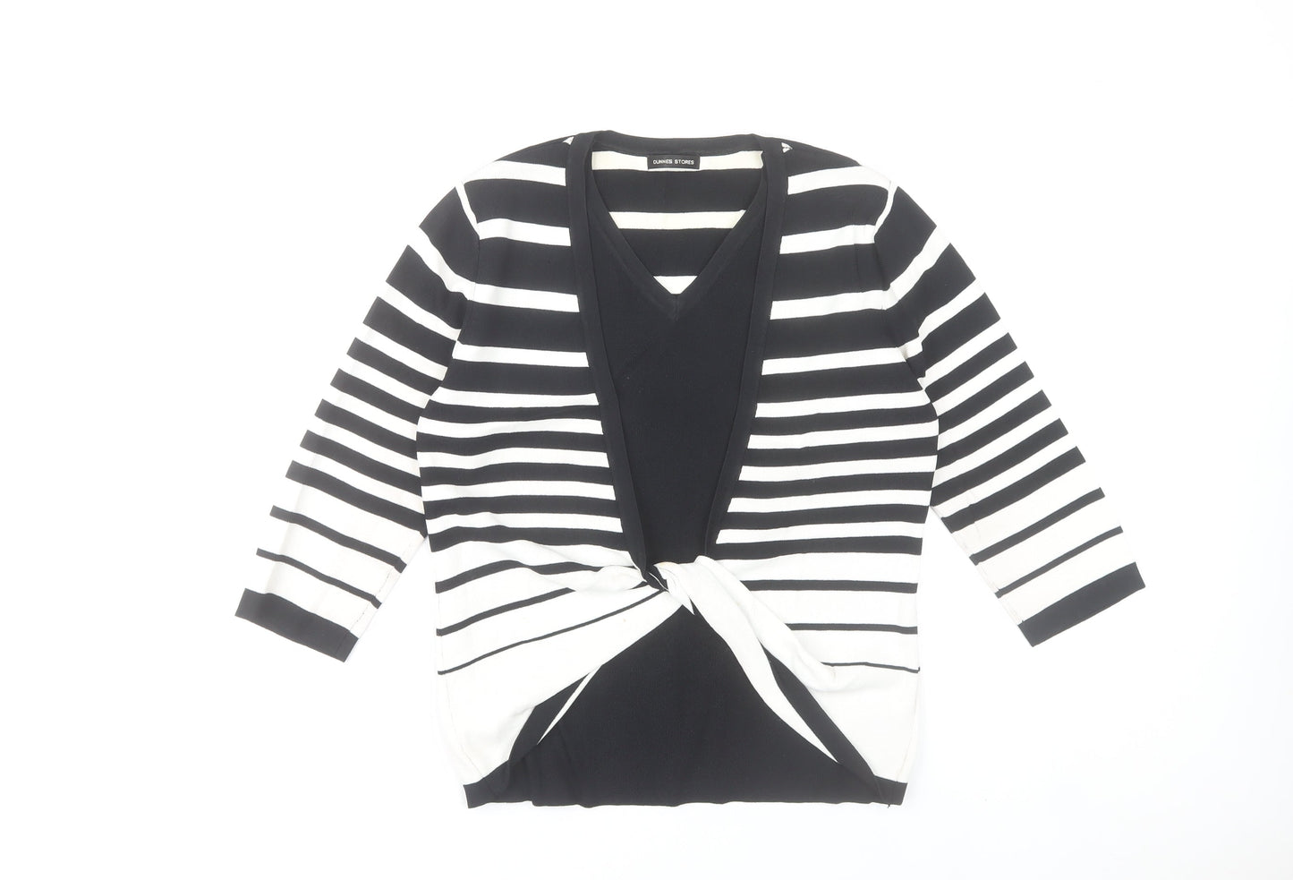 St. Bernard Women’s Black White Stripe Wrap Knit Blouse Size 16
