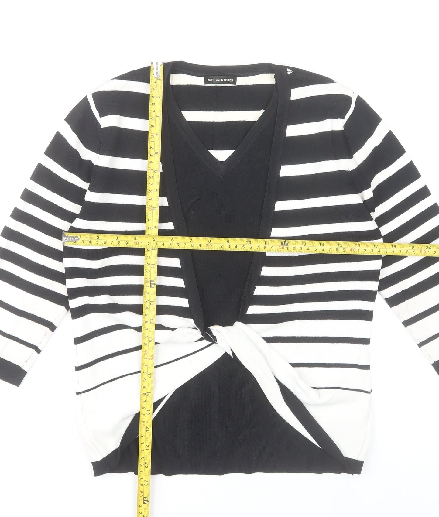 St. Bernard Women’s Black White Stripe Wrap Knit Blouse Size 16