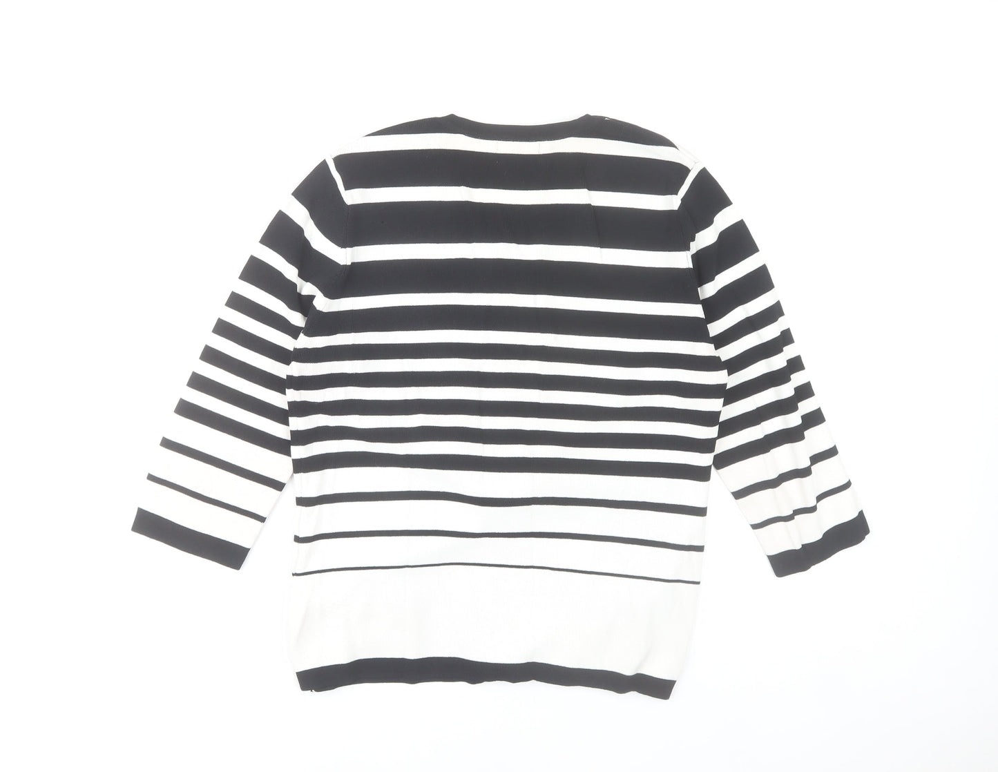 St. Bernard Women’s Black White Stripe Wrap Knit Blouse Size 16