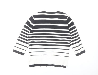 St. Bernard Women’s Black White Stripe Wrap Knit Blouse Size 16