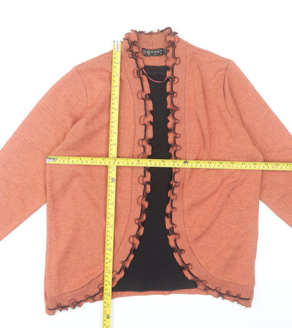 Elegant Body Womens Orange Cardigan M Long Sleeve Ruffle Knit
