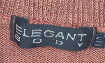 Elegant Body Womens Orange Cardigan M Long Sleeve Ruffle Knit