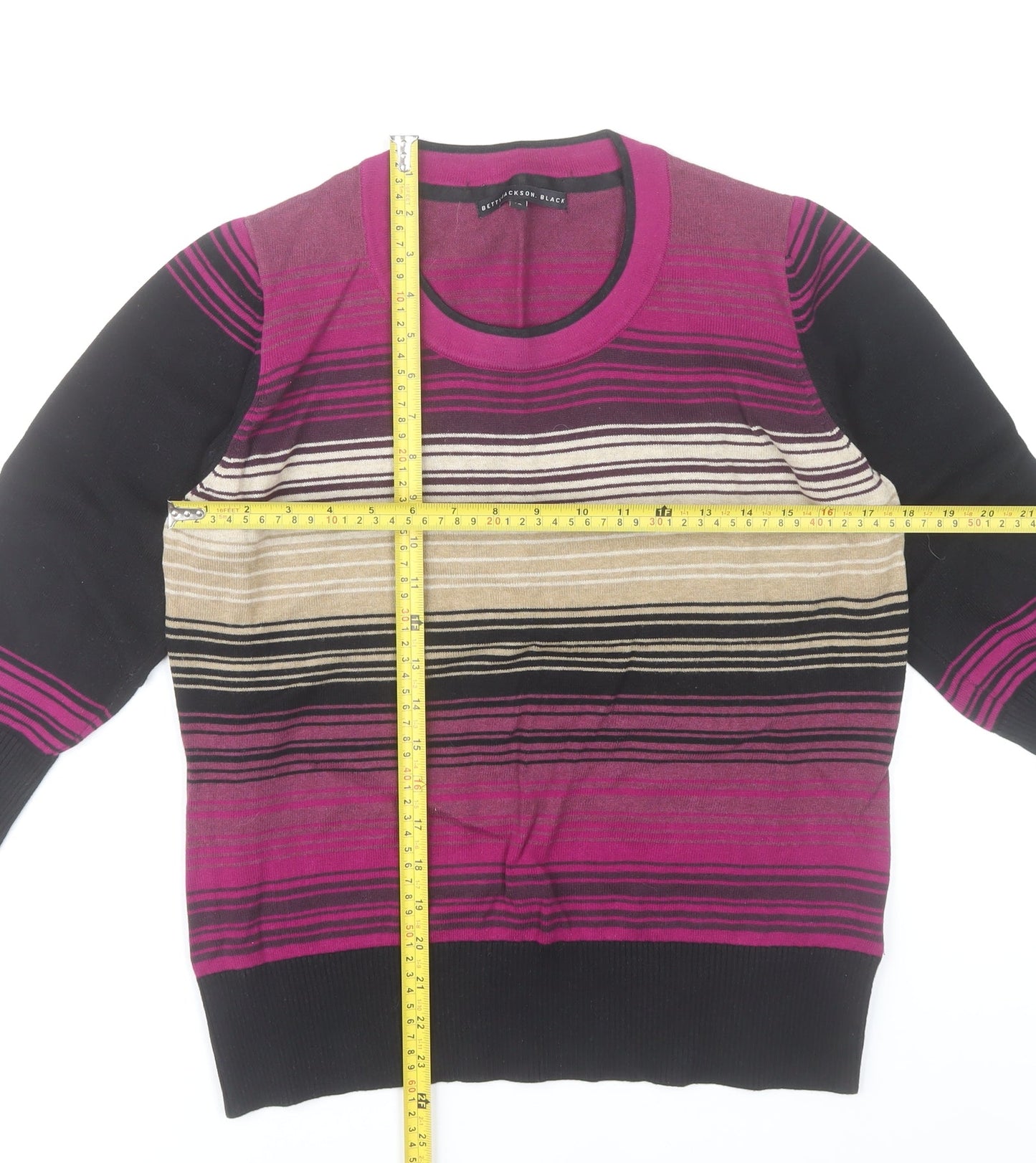 Betty Jackson Black Womens Multicoloured Stripe Jumper Size 16