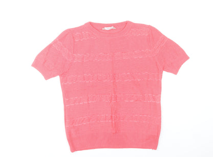 Awear Women’s Pink XL Short Sleeve Knit Pullover Jumper