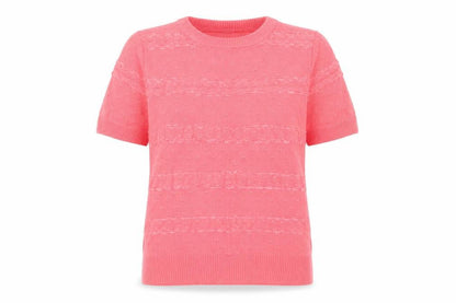 Awear Women’s Pink XL Short Sleeve Knit Pullover Jumper