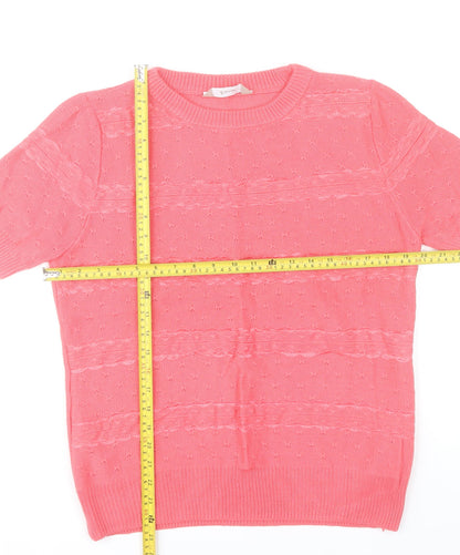 Awear Women’s Pink XL Short Sleeve Knit Pullover Jumper