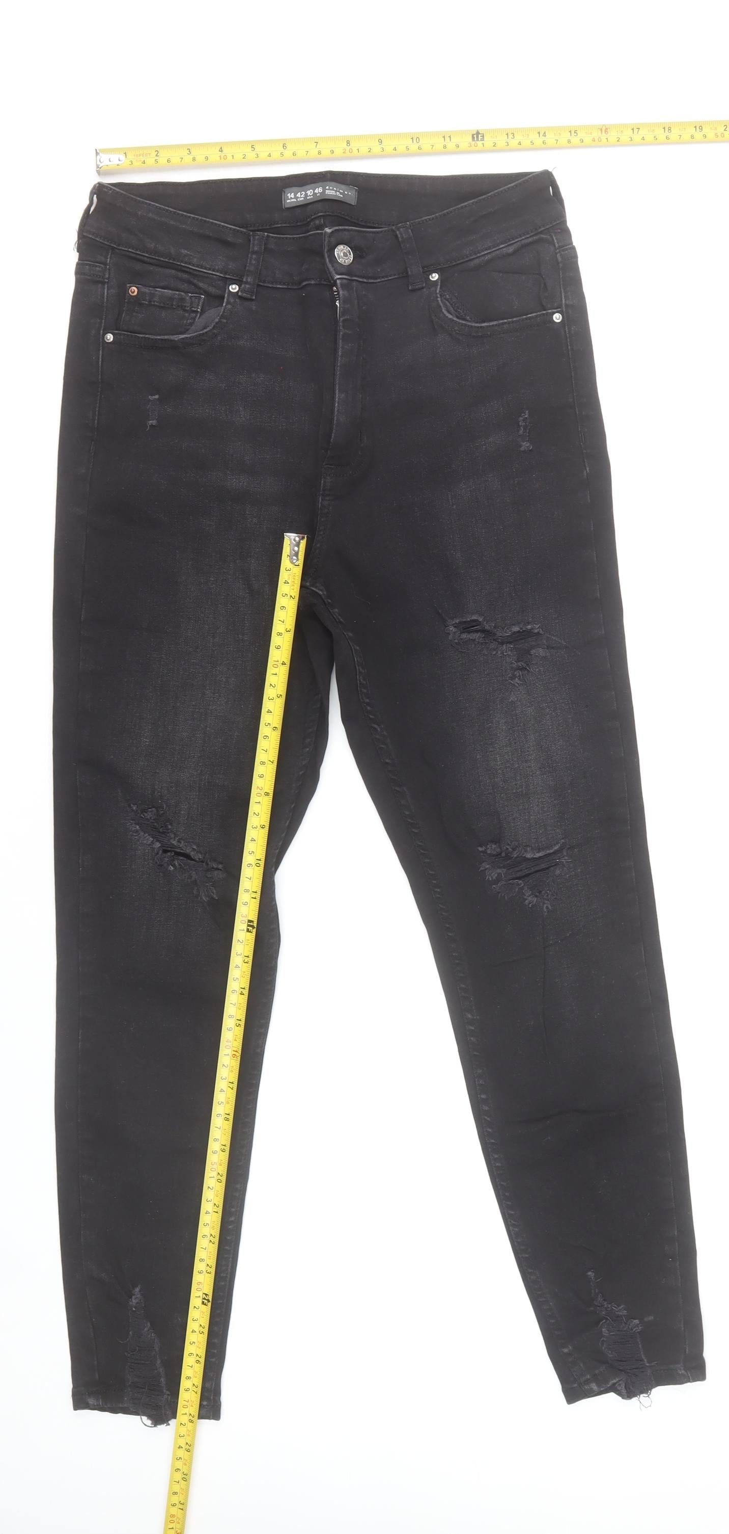 Denim Co. Womens Black Size 14 Skinny Distressed Stretch Jeans