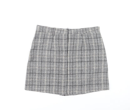 QED London Women Grey Check Tweed Short Skirt Size 14 Work Casual