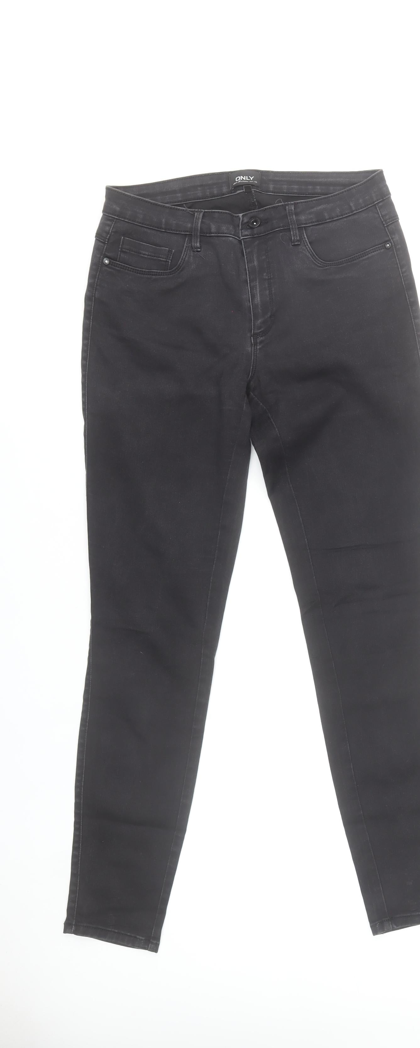 ONLY Women Black Skinny Jeans L 32in Slim Comfort Denim