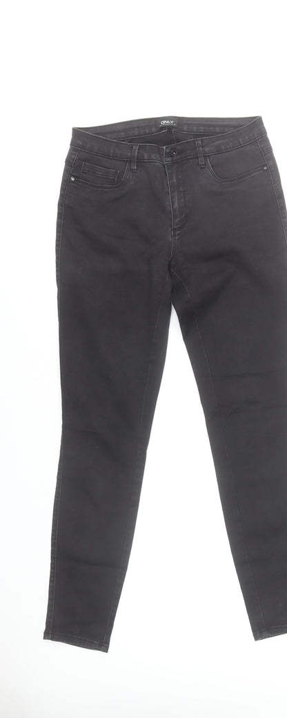 ONLY Women Black Skinny Jeans L 32in Slim Comfort Denim