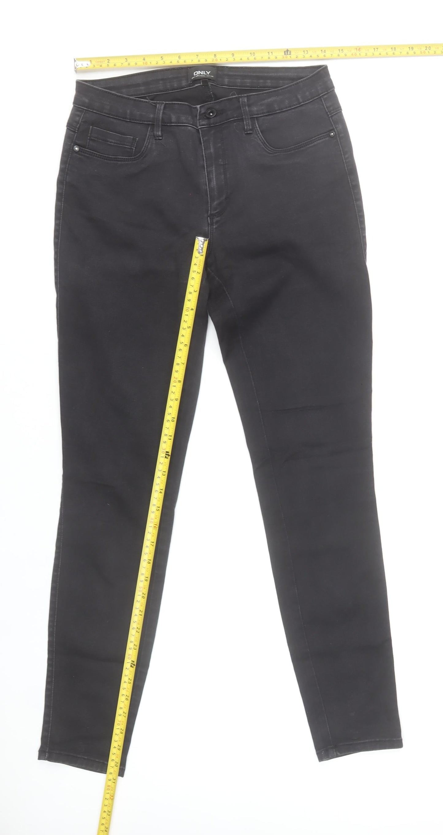 ONLY Women Black Skinny Jeans L 32in Slim Comfort Denim