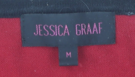 Jessica Graaf Womens Red Cotton Cardigan M Regular V-Neck Striped